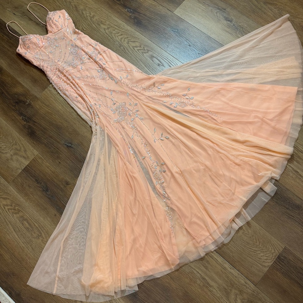 Vintage Y2K Beaded Dress Vintage Beaded Dress Peack Pink Prom Dress Bridgerton